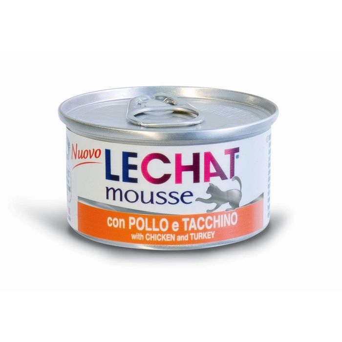 Влажный корм Lechat mousse для кошек, мусс курица/индейка, ж/б, 85 г