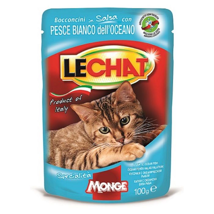 Влажный Lechat Pouch для кошек, с океанической рыбой, пауч, 100 г