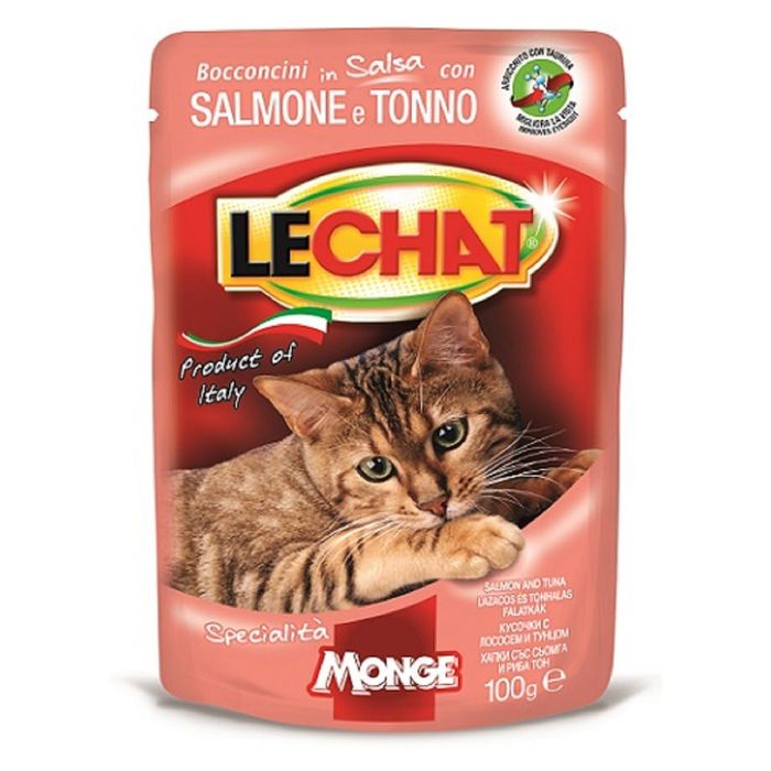 Влажный Lechat Pouch для кошек, тунец/лосось, пауч, 100 г