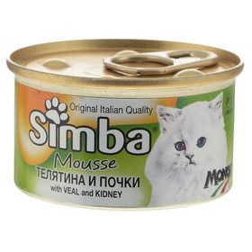 Влажный корм Simba Cat Mousse  для кошек, мусс телятина/почки, ж/б, 85 г