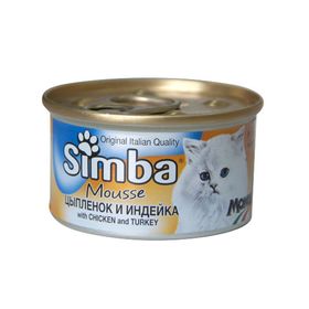 

Влажный корм Simba Cat Mousse для кошек, мусс цыпленок/индейка, ж/б, 85 г