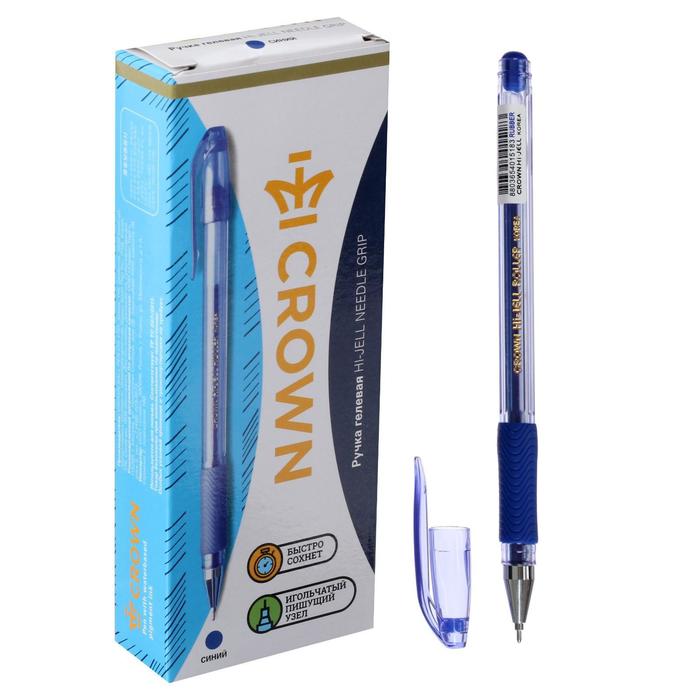 Ручка гелевая Crown HJR-500RNB, чернила синие, узел 0.7 мм, резиновый упор ручка crown hjr 500p