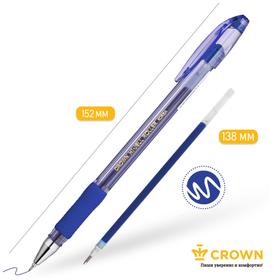 Ручка гелевая Crown HJR-500RNB, чернила синие, узел 0.7 мм, резиновый упор от Сима-ленд