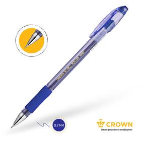 Ручка гелевая Crown HJR-500RNB, чернила синие, узел 0.7 мм, резиновый упор от Сима-ленд