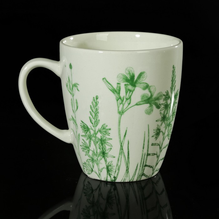 Кружка 370 мл "Гербарий. Травы. Зелёный"
