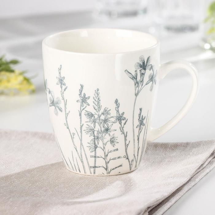 Кружка 370 мл "Гербарий. Травы. Серый"
