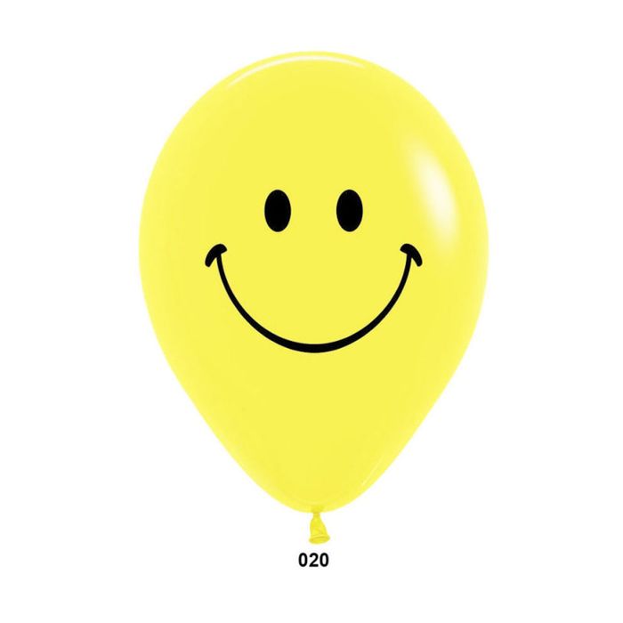 Шар латексный 12" "Смайл", пастель, набор 12 шт., цвет жёлтый