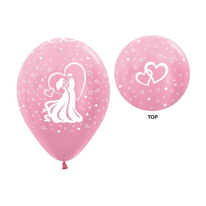 Шар латексный 12" "С днём свадьбы!", перламутр, металл, набор 12 шт., цвета МИКС