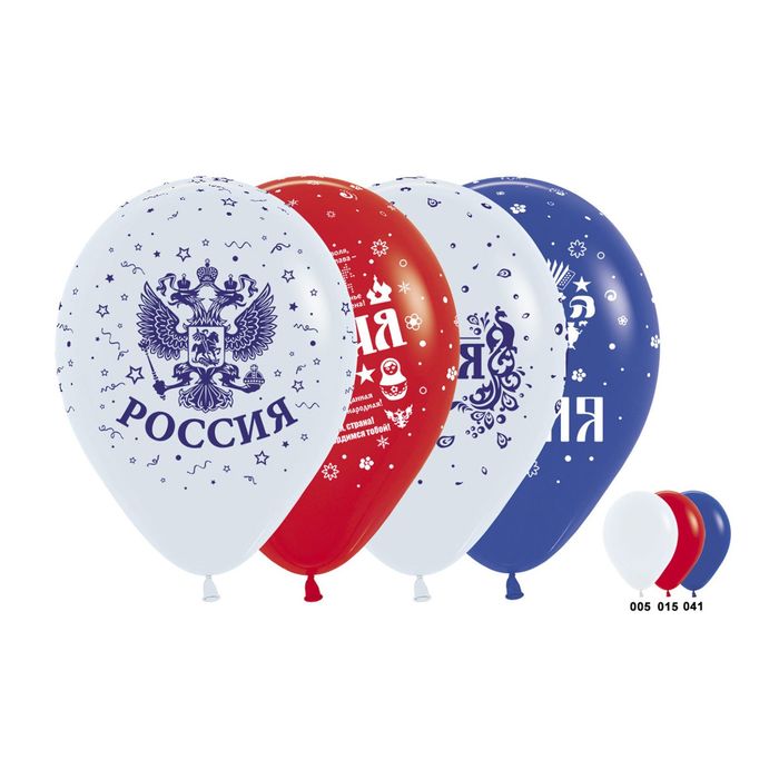 Шары латексные 12" "Россия", пастель, набор 12 шт., цвета МИКС