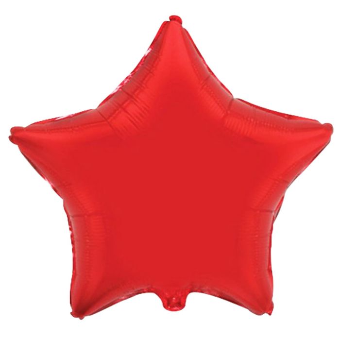 Шар фольгированный 4" "Звезда" без рисунка, металл, цвет красный