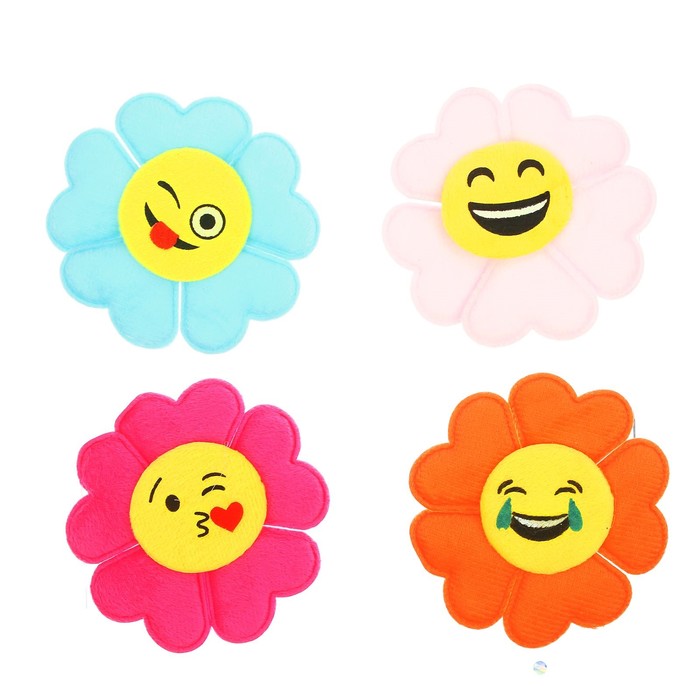 Мягкая игрушка-магнит "Цветочек-смайлик", цвета МИКС
