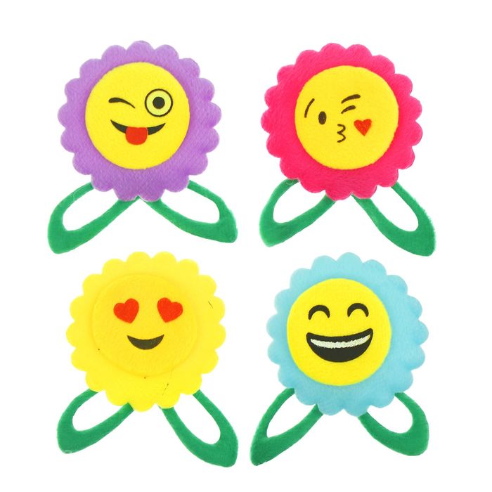 Мягкая игрушка-магнит "Цветочек-смайлик" с лепестками, цвета МИКС
