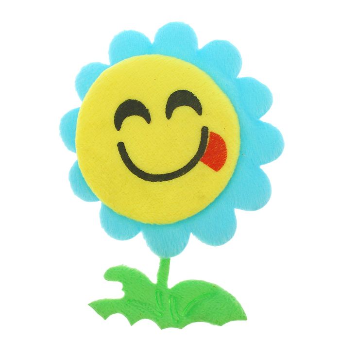 Мягкая игрушка-магнит "Цветочек-смайлик" со стеблем, цвета МИКС