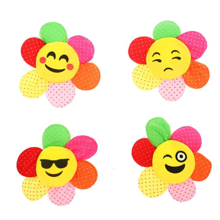 Мягкая игрушка-магнит "Цветочек-смайлик" в крапинку, цвета МИКС