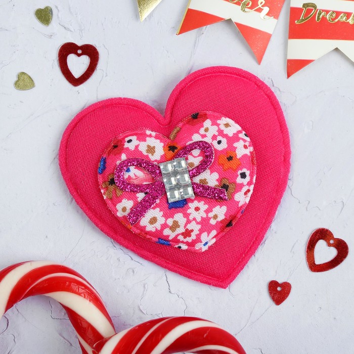 Мягкая игрушка-магнит "Сердце с бантиком", цвета МИКС