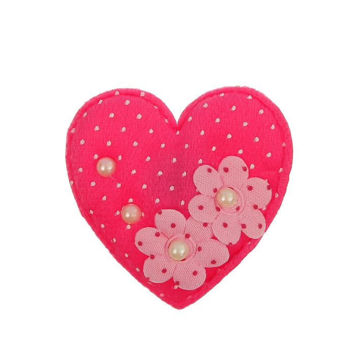 Мягкая игрушка-магнит "Сердце с цветочками" в крапинку, цвета МИКС