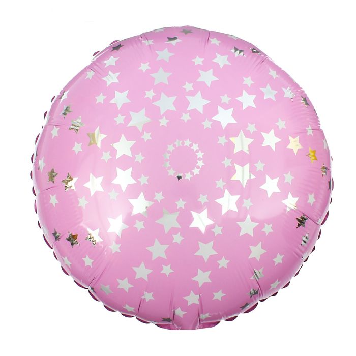Шар фольгированный 18" "Звёздочки", круг, цвет розовый