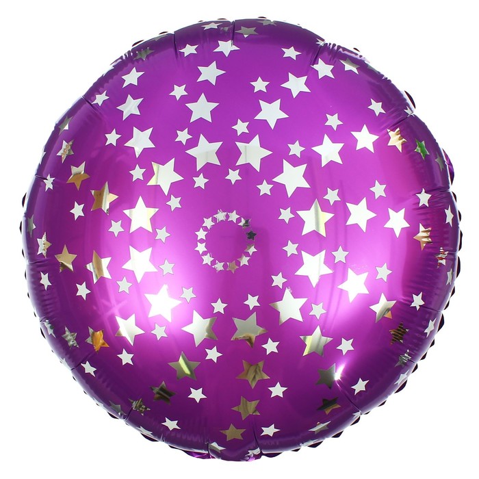 Шар фольгированный 18" "Звёздочки", круг, цвет фиолетовый