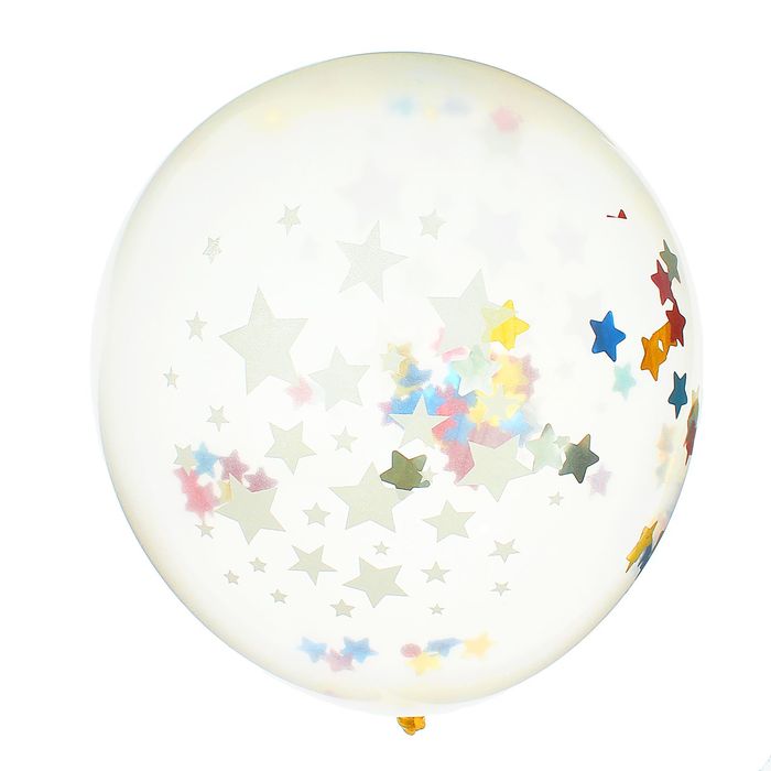 Шар латексный 16" "Большие звёзды", конфетти-звёздочки, набор 2 шт., прозрачный