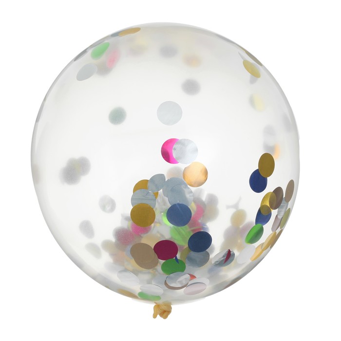 Шар латексный 16" "Ромашки", конфетти-кружочки, набор 2 шт., прозрачный
