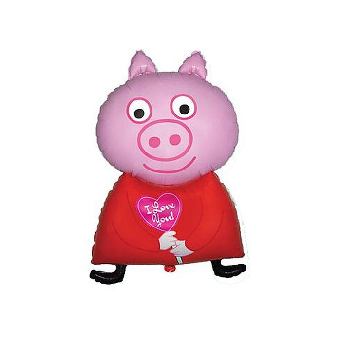 Шар фольгированный 35" "Поросенок с сердечком I Love You" ФМ
