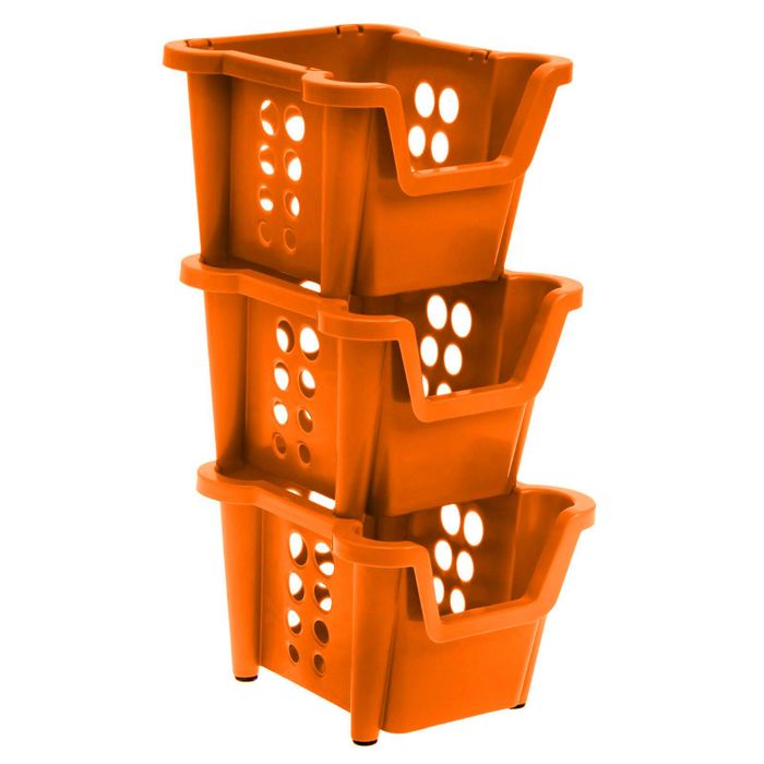 Набор ящиков 37х28х22 см Proxi, 3 шт, штабелируемые, цвет мандарин