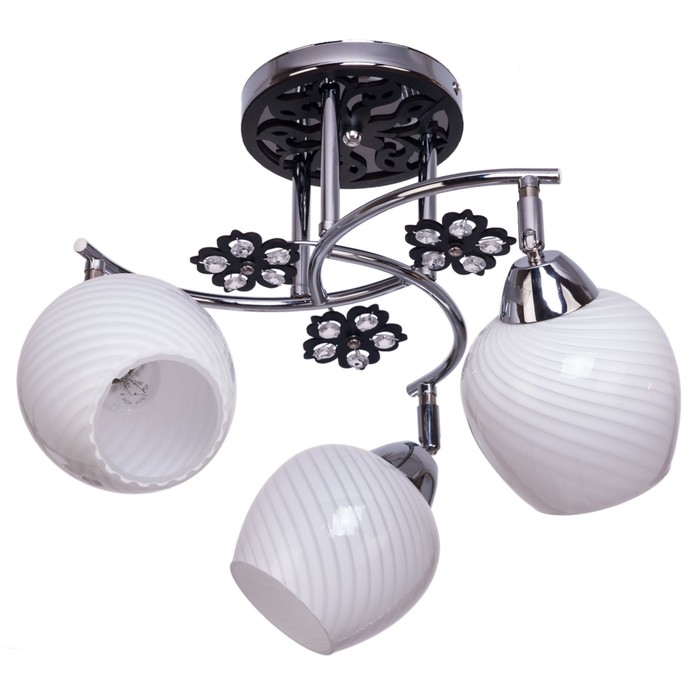 Люстра "Макера" 3 лампы 40W E27 основание хром-чёрный