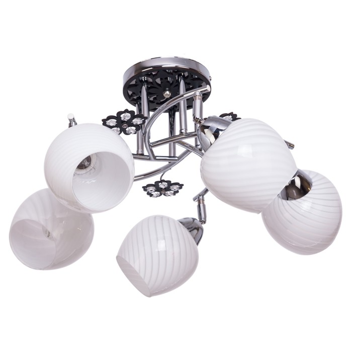 Люстра "Макера" 5 ламп 40W E27 основание хром-черный 51х51х32 см