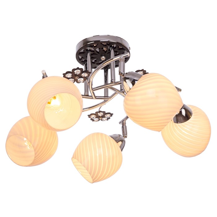 Люстра "Макера" 5 ламп 40W E27 основание хром-черный 51х51х32 см