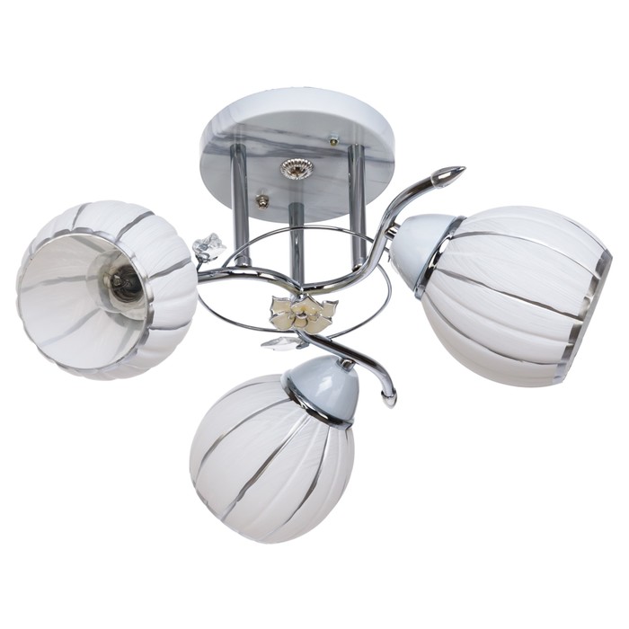 Люстра "Итебра" 3 лампы 40Вт E27 основание хром-белый 44х44х28 см