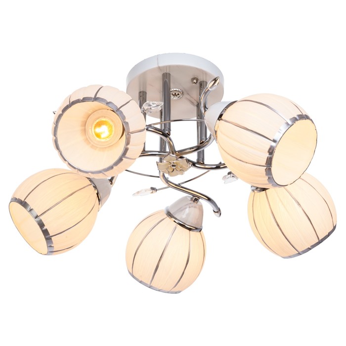 Люстра "Итебра" 5 ламп 40W E27 хром-белый 50х50х28 см