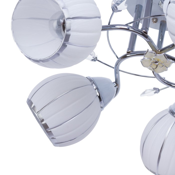 Люстра "Итебра" 5 ламп 40W E27 хром-белый 50х50х28 см