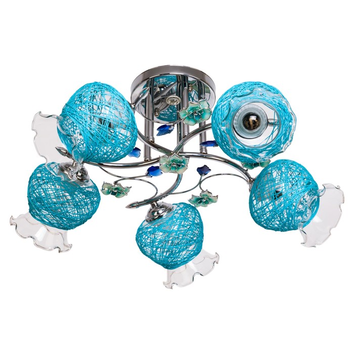 Люстра "Вернали" 5 ламп 40W E27 основание хром 54х54х28 см