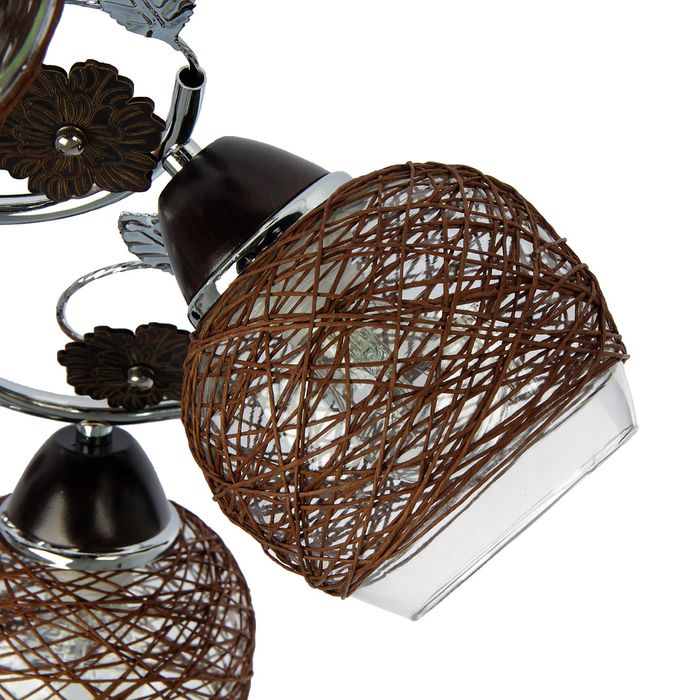 Люстра "Фива" 5 ламп 40W E27 основание хром-коричневый 48х48х28 см