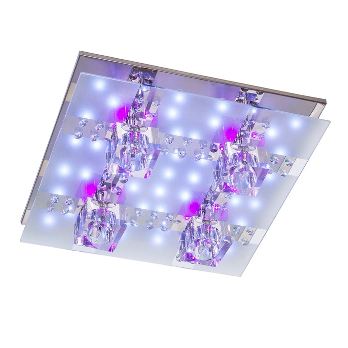 Люстра квадрат "Исенти" 4 лампы 20W G4 основание хром 40х40х10 см