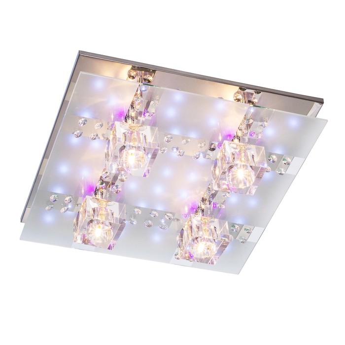 Люстра квадрат "Исенти" 4 лампы 20W G4 основание хром 40х40х10 см