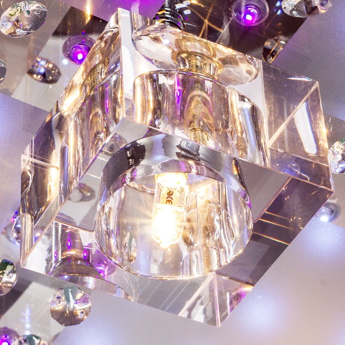 Люстра квадрат "Исенти" 4 лампы 20W G4 основание хром 40х40х10 см