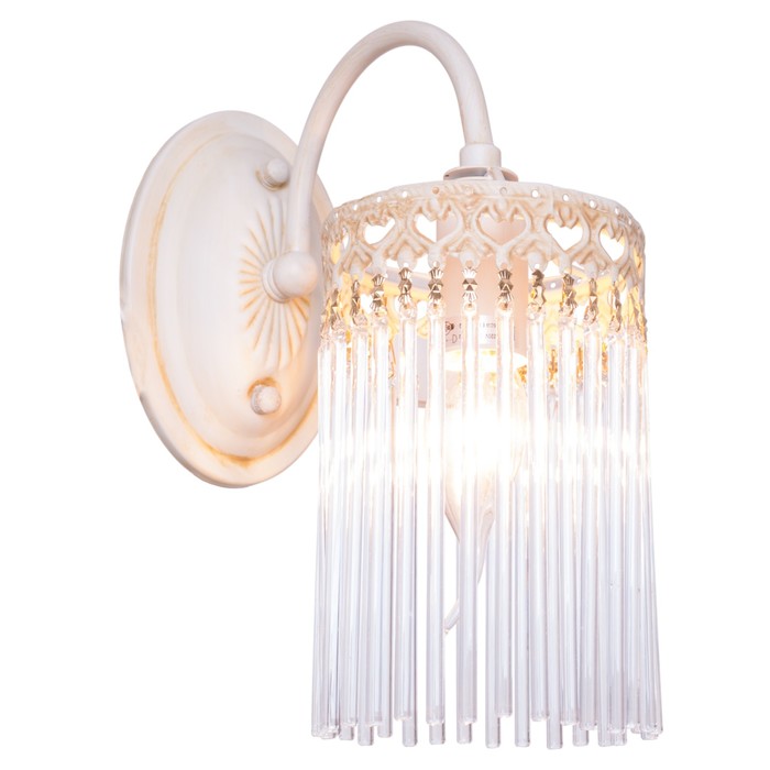 Бра хрусталь классика "Аделина" 60W E14 основание белый-бежевый 21х10х26 см