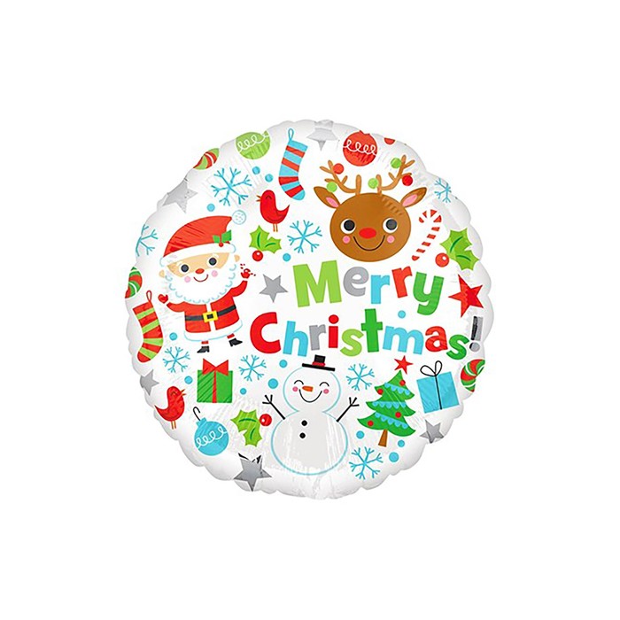 Шар фольгированный 18" "Рождественские рисунки", круг