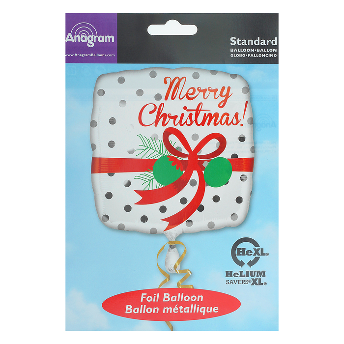 Шар фольгированный 18" "Рождество" в горошек, куб