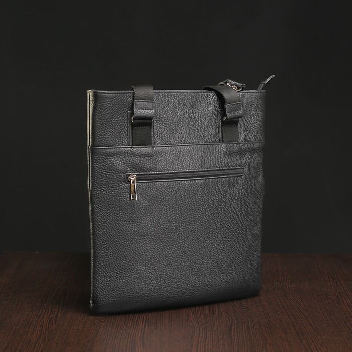 Сумка мужская на молнии, 1 отдел, 2 наружных кармана, чёрный