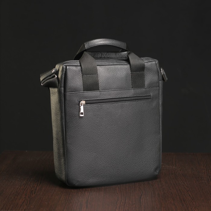 Сумка мужская на молнии, 1 отдел, наружный карман, чёрный