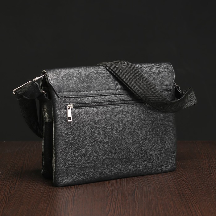 Планшет мужской на молнии, 2 отдела, наружный карман, чёрный