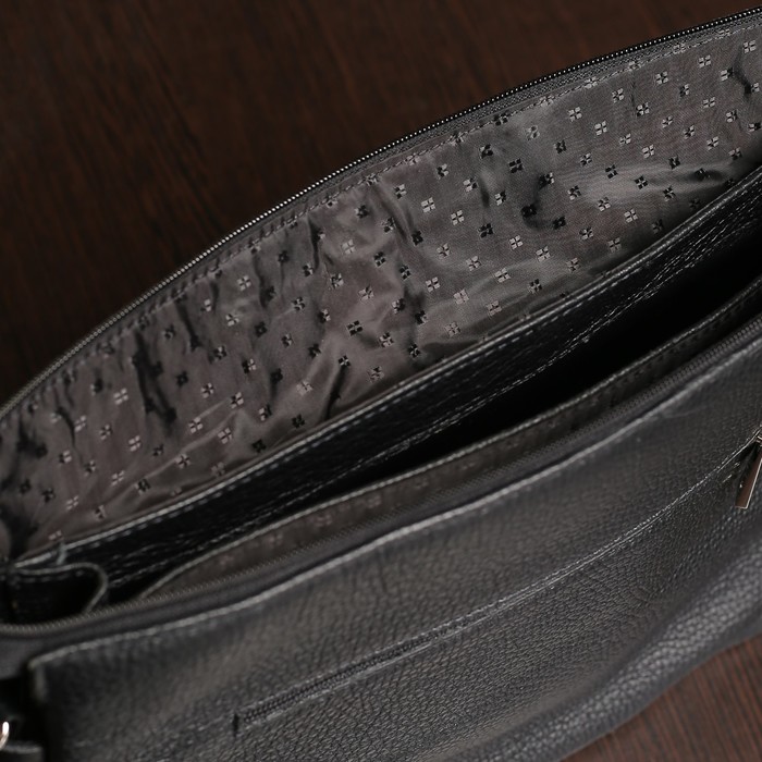 Планшет мужской на молнии, 2 отдела, наружный карман, чёрный