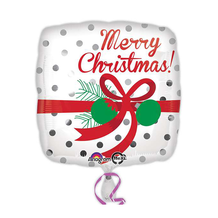 Шар фольгированный 9" "Горошек новогодний", без палочки, цвет серебро