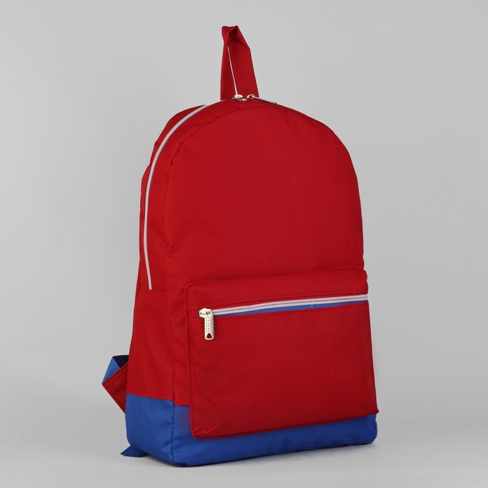 Рюкзак молодёжный на молнии, 1 отдел, 1 наружный карман, красный/синий