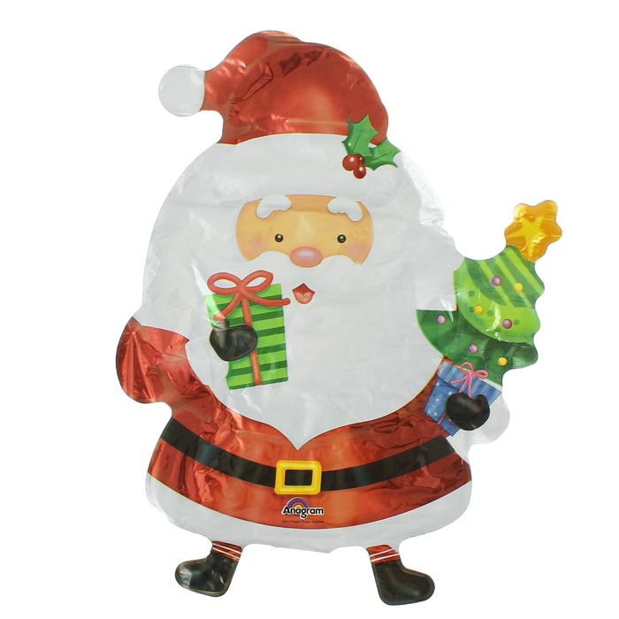 Шар фольгированный 12" "Санта с ёлкой", без палочки
