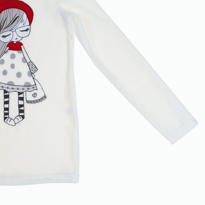 Костюм для девочки (джемпер, брюки) "Красная шапочка", рост 98-104 см (28), цвет молочный/тёмно-синий