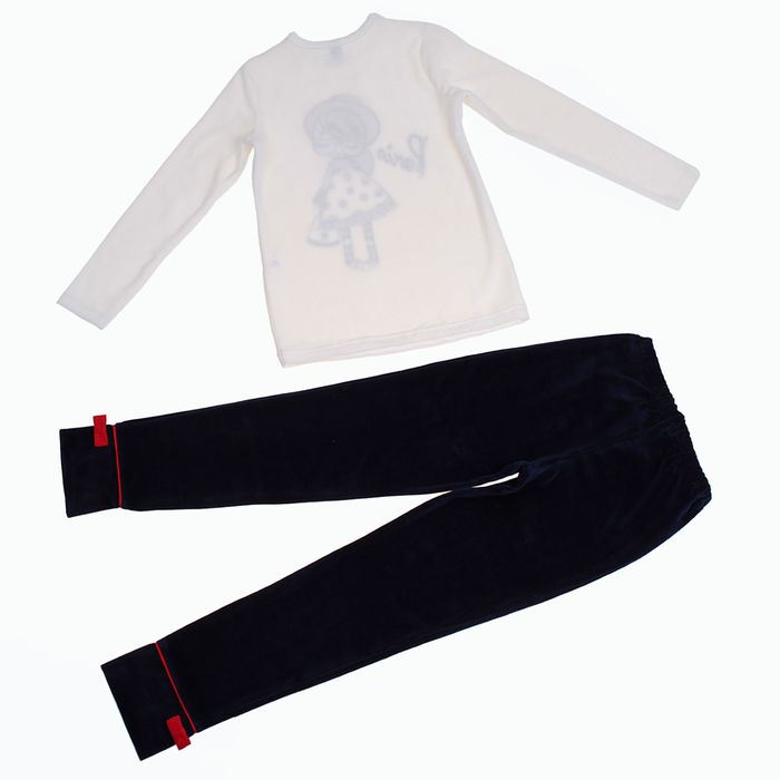 Костюм для девочки (джемпер, брюки) "Красная шапочка", рост 98-104 см (28), цвет молочный/тёмно-синий