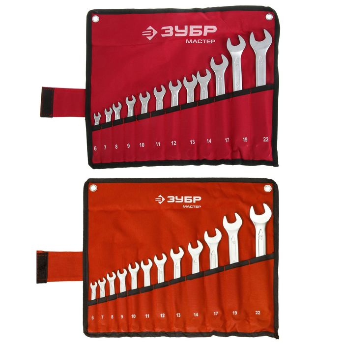 Набор "ЗУБР" МАСТЕР, ключ гаечный, комбинированный, хромированный, 6-22 мм, 12 шт